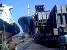 Giant ship crashes in haven.